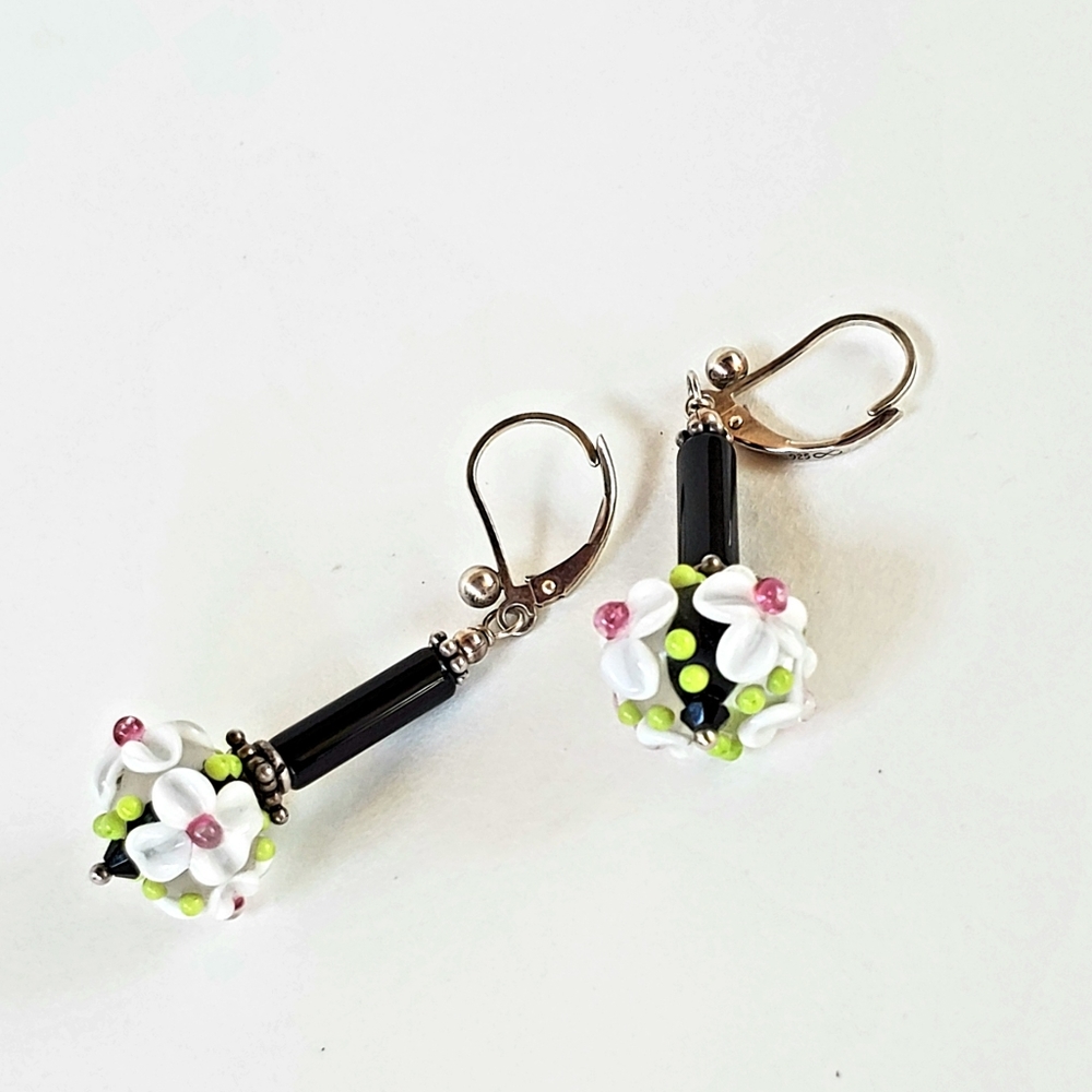 Handmade Glass Lampwork Silver 925 Earrings